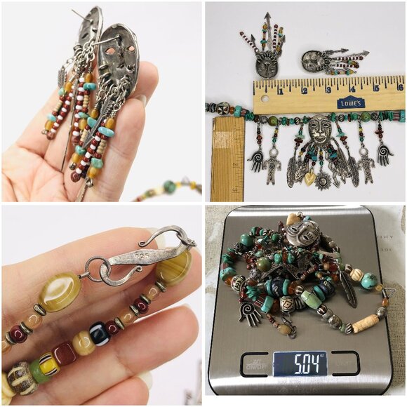 Robert Shields SPIRIT Necklace Earrings Sterling Silver Turquoise Southwestern - Picture 11 of 11